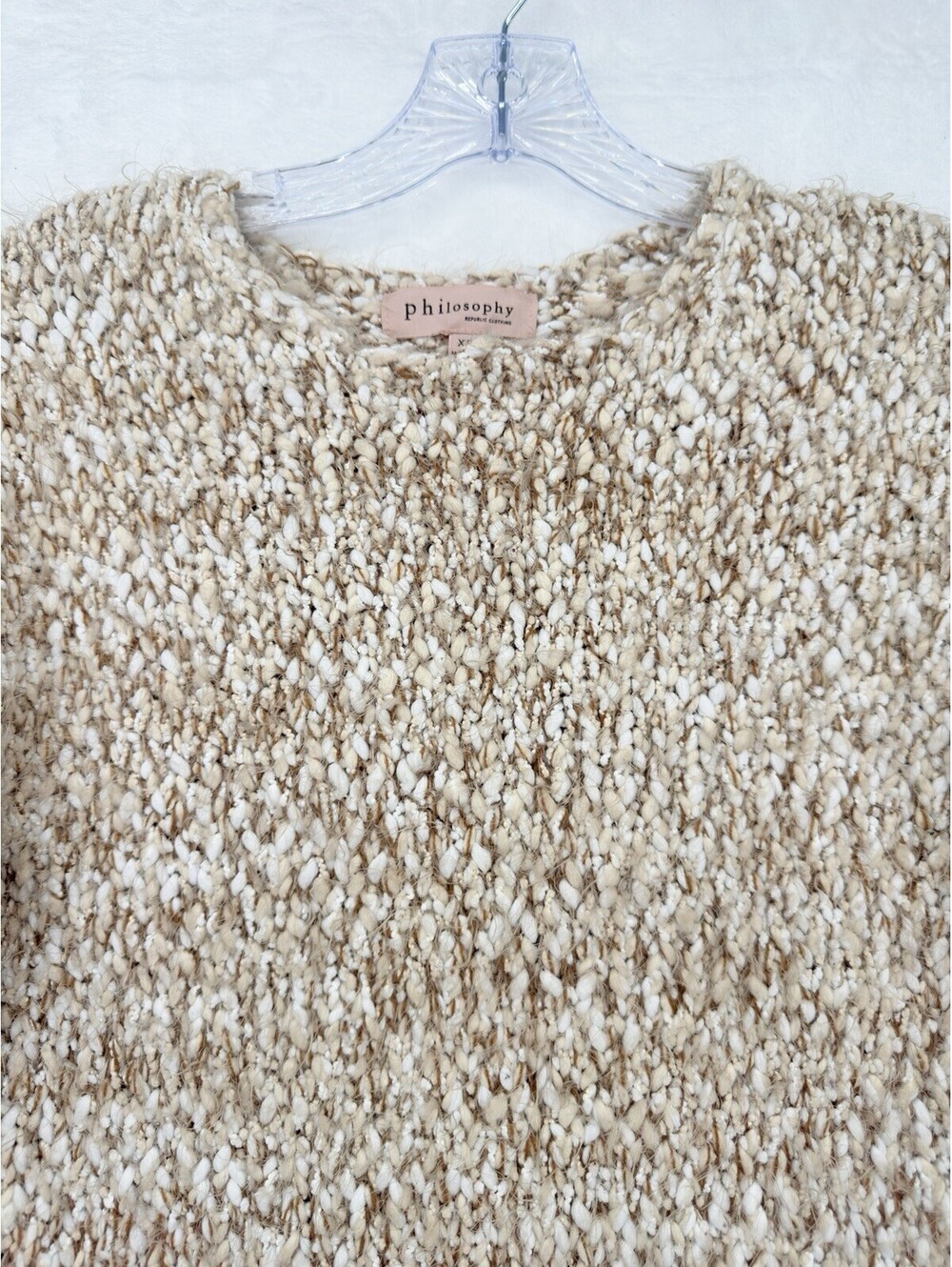 Philosophy Sweater XS Chunky Popcorn Knit Beige Long Sleeve Tops Womens